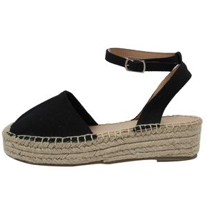 Shoes | Black Crochet Espadrilles Ankle Strap Flatform | Poshmark